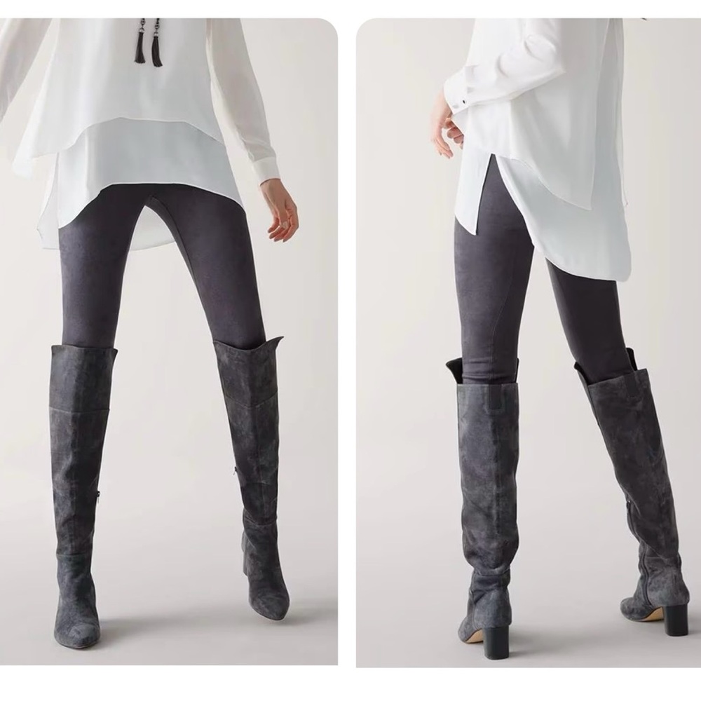 WHBM Faux Suede Runway Leggings Women’s Size 2 Petite Pull On Smoothing Ankle